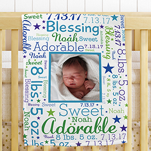 Personalized Photo Word-Art Fleece Blanket for Baby U11412115